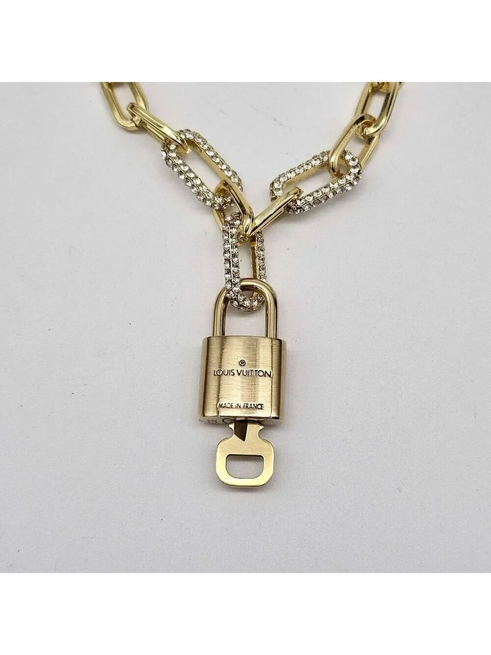 Authentic Louis Vuitton Lock & Key w/ Unbranded Gold Plated Gold Chain Necklace